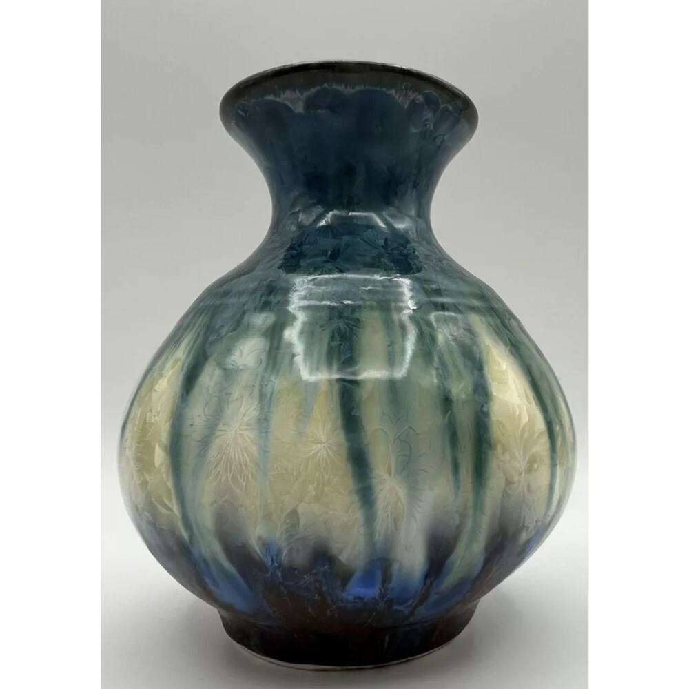 Bill Campbell Studio Art Pottery Crystalline Drip Glaze 5.5" Vase Signed